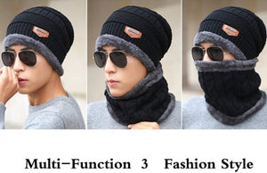 Unisex Men Women Knitted Fleece Beanie Hat and Loop Circle Scarf Snood Set Warm Soft and Comfortable - World of Scarfs