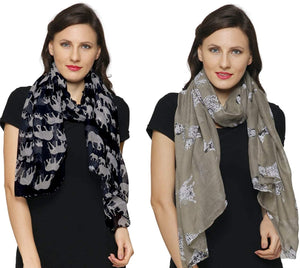 Christmas Bonanza Pack of 2 Scarves Wrap Shawl Scarf for Women Ladies - World of Scarfs