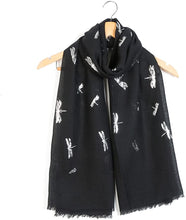 Load image into Gallery viewer, World of Shawls Glitter Dragonfly Large Scarf For Ladies Womens Shawl Scarf Wrap Soft Scarves - World of Scarfs
