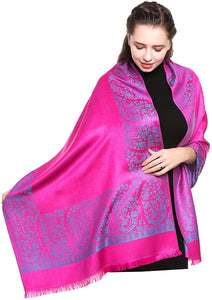 World of Shawls Reversible/Two Sided Print Self Embossed Pashmina Feel Wrap Scarf Stole Scarves Shawl - World of Scarfs