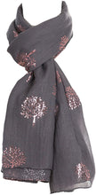 Load image into Gallery viewer, World of Shawls Silver Foil Mulberry Tree Print Fashion Scarf - World of Scarfs
