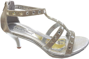 World of Shawls Women's Kitten Mid Heel Open Toe Strappy Back Zip Sandals Wedding Party Prom - World of Scarfs