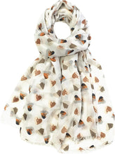 Load image into Gallery viewer, World of Shawls Heart Print Scarf for Women Ladies Silver Black Cappuccino Brown Blue Red Yellow Olive Green - Stylish Scarves Shawl Wrap Stole for Women - World of Scarfs
