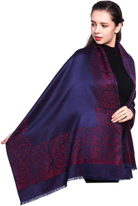 World of Shawls Ladies Floral Paisley Bordered Pashmina Feel Shawl Scarf Wrap Stole Luxuriously Warm Soft and Silky Touch - World of Scarfs