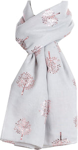 World of Shawls Silver Foil Mulberry Tree Print Fashion Scarf - World of Scarfs
