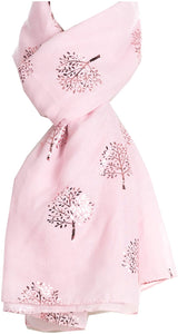 World of Shawls Silver Foil Mulberry Tree Print Fashion Scarf - World of Scarfs