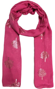 World of Shawls Silver Foil Mulberry Tree Print Fashion Scarf - World of Scarfs
