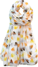 Load image into Gallery viewer, World of Shawls Heart Print Scarf for Women Ladies Silver Black Cappuccino Brown Blue Red Yellow Olive Green - Stylish Scarves Shawl Wrap Stole for Women - World of Scarfs
