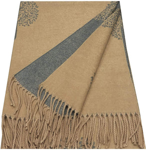 World of Shawls WINTER WARMER Reversible Thick Long Mulberry Tree Print Fashion Scarf Blanket Wrap - World of Scarfs