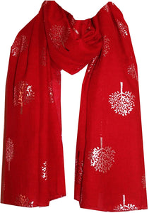 World of Shawls Silver Foil Mulberry Tree Print Fashion Scarf - World of Scarfs