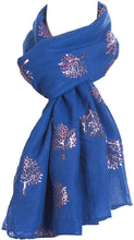 Load image into Gallery viewer, World of Shawls Silver Foil Mulberry Tree Print Fashion Scarf - World of Scarfs
