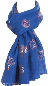 World of Shawls Silver Foil Mulberry Tree Print Fashion Scarf - World of Scarfs