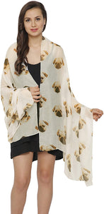 World of Shawls Ladies Girls Pug Dog Puppy Pugs Scarf Neck Wrap Shawl Soft Fashion London - World of Scarfs