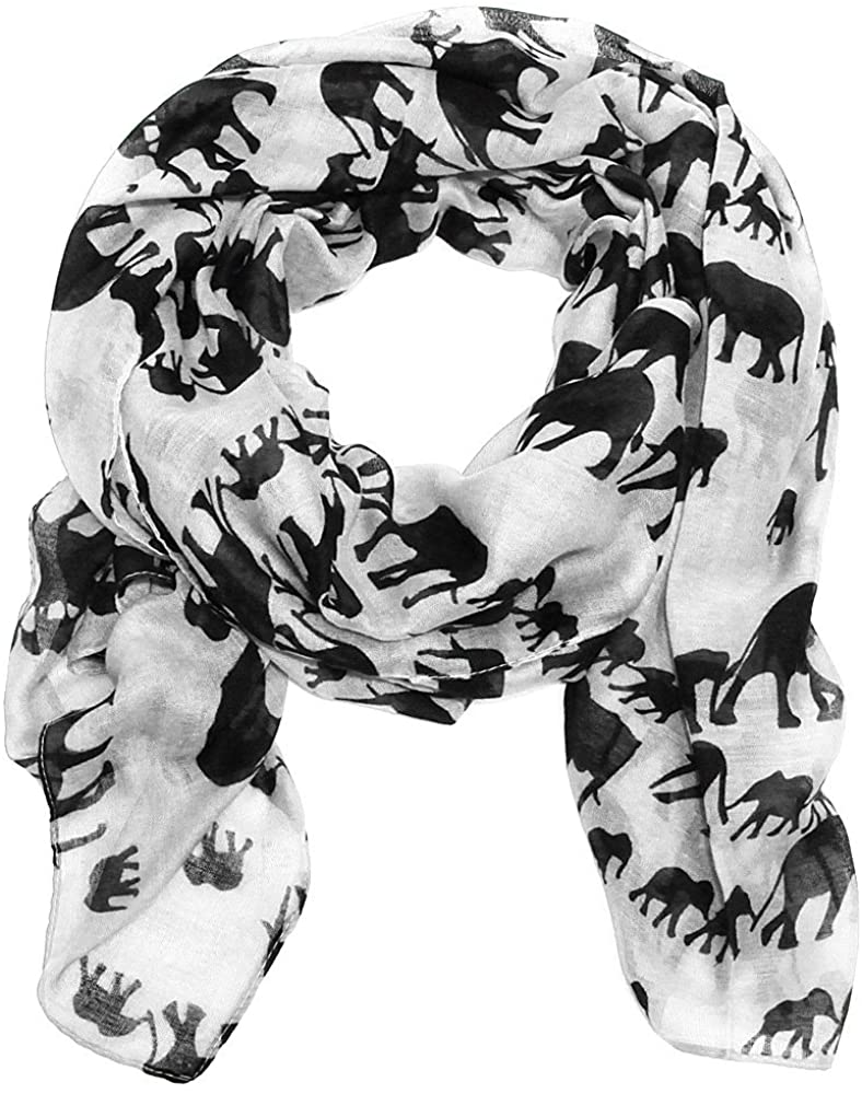 World of Shawls Ladies Womens Elephant Print Scarf Wraps Shawl Soft Scarves Sarong - World of Scarfs