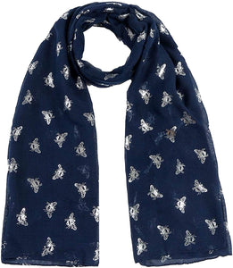 World of Shawls Ladies Girls Women's Glitter Bumble Bees Scarves Wraps Shawl Soft Scarf - World of Scarfs