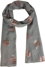 Load image into Gallery viewer, World of Shawls Silver Foil Mulberry Tree Print Fashion Scarf - World of Scarfs
