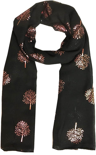 World of Shawls Silver Foil Mulberry Tree Print Fashion Scarf - World of Scarfs