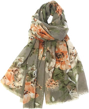 Load image into Gallery viewer, World of Shawls Eye-Catching Floral Scarf for Women Ladies with Delicate Sequin Insets - World of Scarfs
