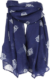 World of Shawls Ladies Women's Owl on Branch Print Scarf Wraps Shawl Maxi Soft Scarves - World of Scarfs