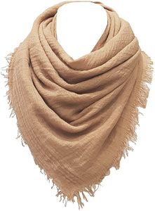 World of Shawls Chic Ladies Cotton Blend Crinkle Distressed Effect Scarf with Fringed Edges - World of Scarfs