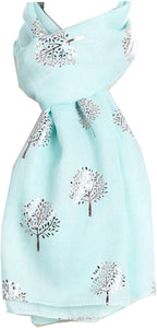 World of Shawls Silver Foil Mulberry Tree Print Fashion Scarf - World of Scarfs