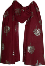 Load image into Gallery viewer, World of Shawls Silver Foil Mulberry Tree Print Fashion Scarf - World of Scarfs
