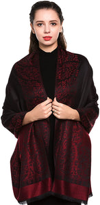 World of Shawls Reversible/Two Sided Print Self Embossed Pashmina Feel Wrap Scarf Stole Scarves Shawl - World of Scarfs