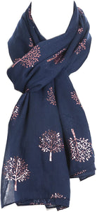 World of Shawls Silver Foil Mulberry Tree Print Fashion Scarf - World of Scarfs