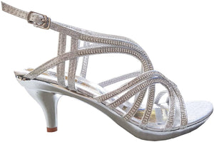 World of Shawls Women's Kitten Mid Heel Open Toe Strappy Back Zip Sandals Wedding Party Prom - World of Scarfs