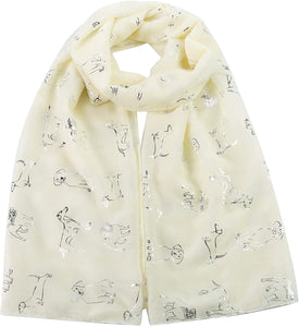 World of Shawls Pug Dog, Dachshund Dogs, Spaniel Dog, Jack Russell Print Scarf - All Seasons Lovely Soft Scarf Wraps Shawl Scarves - World of Scarfs