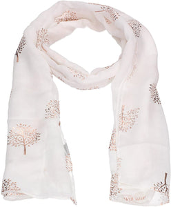 World of Shawls Silver Foil Mulberry Tree Print Fashion Scarf - World of Scarfs
