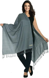 World of Shawls Luxurious Kashmiri Wool & Silk Pashmina Shawl Wrap Scarf - World of Scarfs
