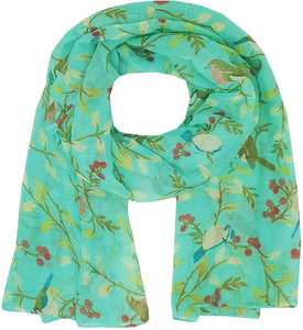 World of Shawls Winter Birds Print Scarf Shawl Stole Sarong Maxi - World of Scarfs