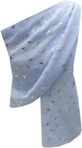 NEW World of Shawls Silver Glitter Foil Flamingo Bird Print Fashion Scarf - World of Scarfs