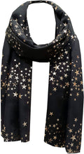 Load image into Gallery viewer, NEW World of Shawls GOLD Glitter Foil STAR Shower Print Fashion Scarf - World of Scarfs
