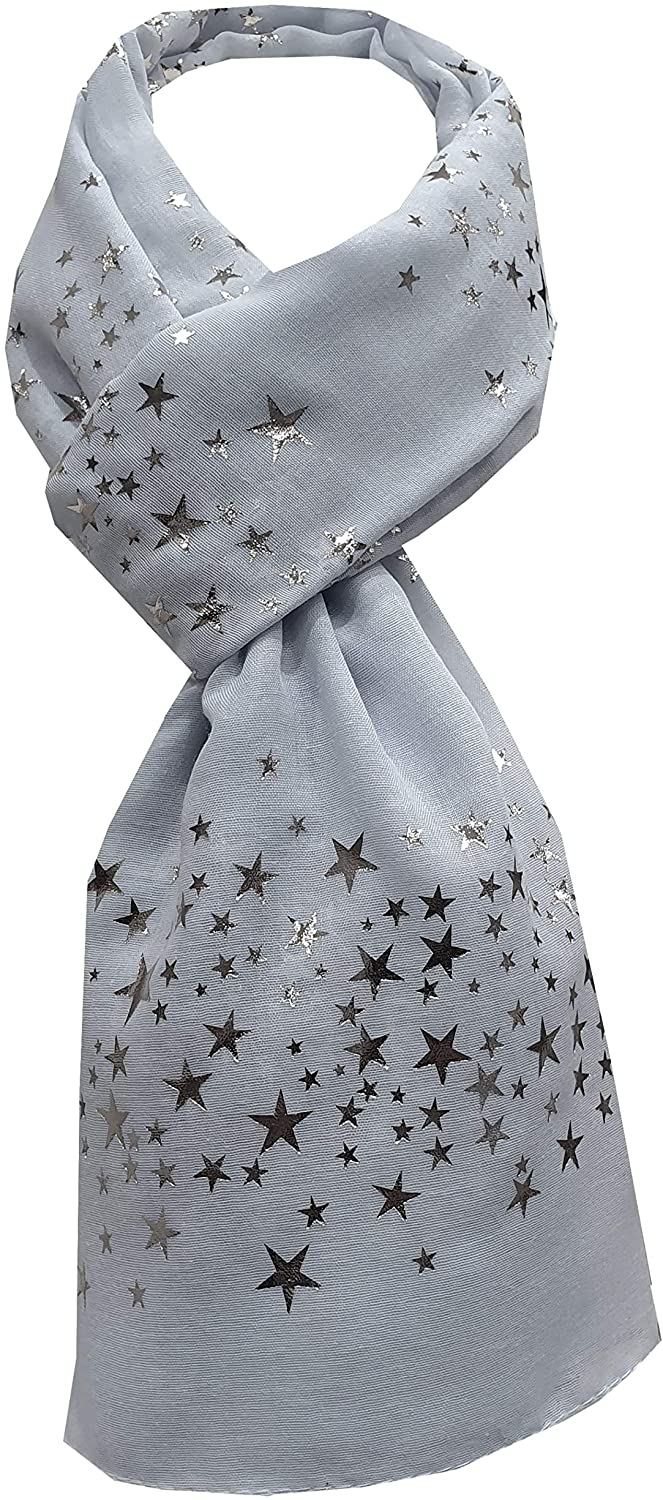 NEW World of Shawls GOLD Glitter Foil STAR Shower Print Fashion Scarf - World of Scarfs