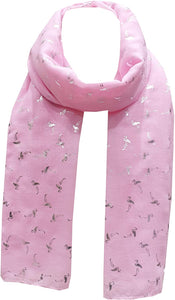 NEW World of Shawls Silver Glitter Foil Flamingo Bird Print Fashion Scarf - World of Scarfs