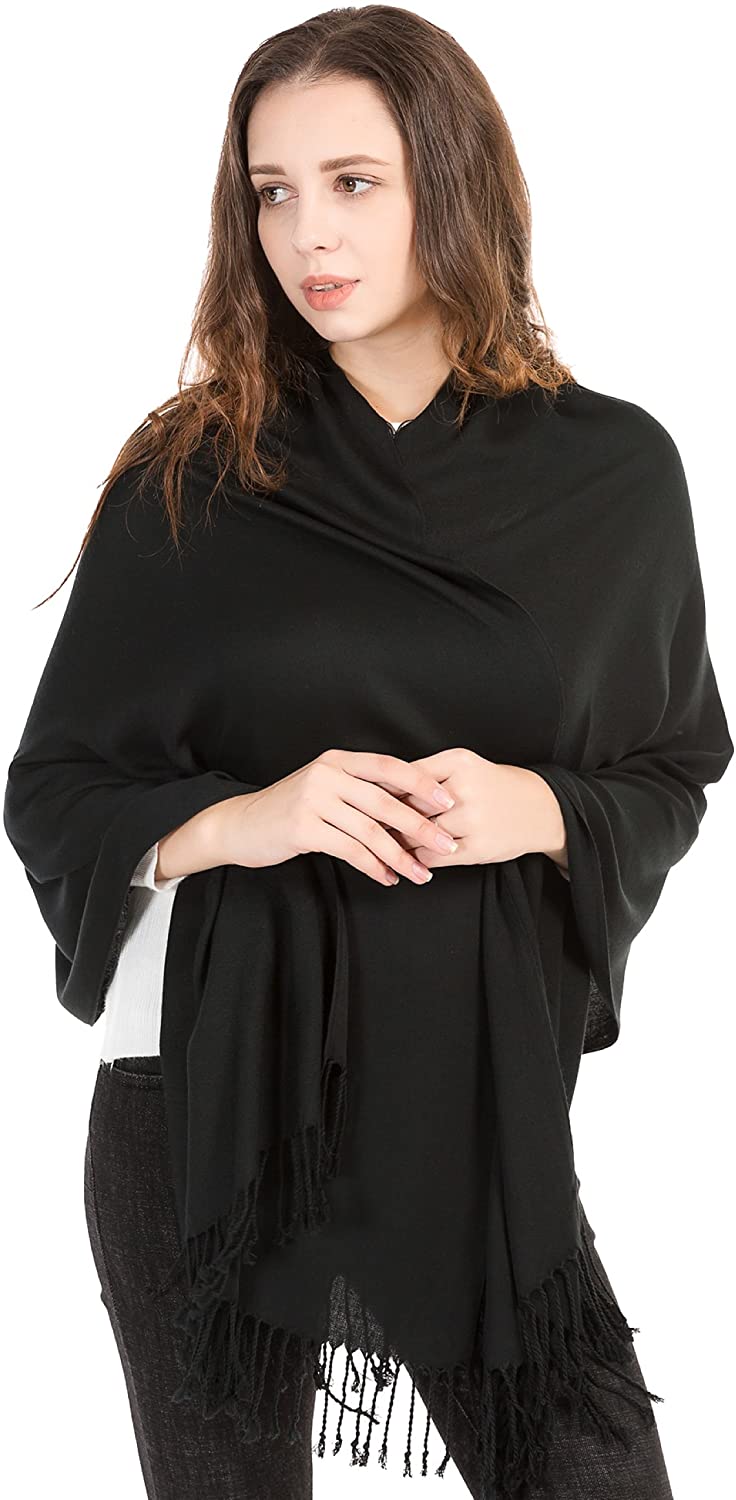 World of Shawls Sciarpa estiva da donna con bordi a frange, beige