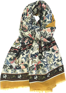 Classy Picturesque Fully Floral Printed Scarf for Women Ladies Shawl Wrap Stole by World of Shawls - World of Scarfs