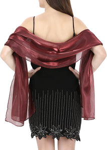 World of Shawls Silky Iridescent Scarf Wrap Stole Shawl For Wedding Bridal Bridesmaids Evening Wear Prom & Parties - World of Scarfs