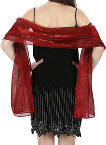 World of Shawls Silky Iridescent Scarf Wrap Stole Shawl For Wedding Bridal Bridesmaids Evening Wear Prom & Parties - World of Scarfs