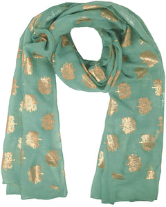 World of Shawls Silver Foil Mulberry Tree Print Fashion Scarf - World of Scarfs