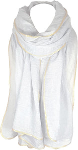 SEASONAL SPECIAL New Ladies Celebrity Style Glitter Sparkle Stardust with Gold Piping Border Scarf Scarves Maxi Wrap Wedding Party Gift - World of Scarfs