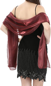 World of Shawls Silky Iridescent Scarf Wrap Stole Shawl For Wedding Bridal Bridesmaids Evening Wear Prom & Parties - World of Scarfs