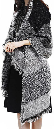 Women Large Oversized Scarf Pashmina Wrap Poncho Thick Style Scarf Patchwork Cape Shawl - World of Scarfs