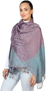 World of Shawls Ladies Floral Paisley Bordered Pashmina Feel Shawl Scarf Wrap Stole Luxuriously Warm Soft and Silky Touch - World of Scarfs