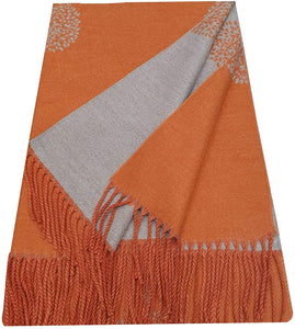 World of Shawls WINTER WARMER Reversible Thick Long Mulberry Tree Print Fashion Scarf Blanket Wrap - World of Scarfs