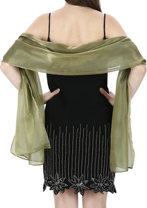 World of Shawls Silky Iridescent Scarf Wrap Stole Shawl For Wedding Bridal Bridesmaids Evening Wear Prom & Parties - World of Scarfs