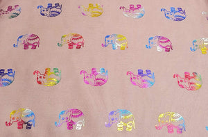 World of Shawls Metallic Rose Gold Beautiful Thai Elephant Print Women Scarf Shawl Scarves Wrap Beach Cover Gift - World of Scarfs