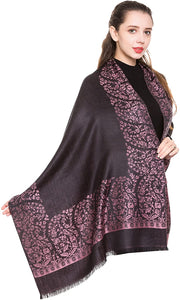 World of Shawls Reversible/Two Sided Print Self Embossed Pashmina Feel Wrap Scarf Stole Scarves Shawl - World of Scarfs